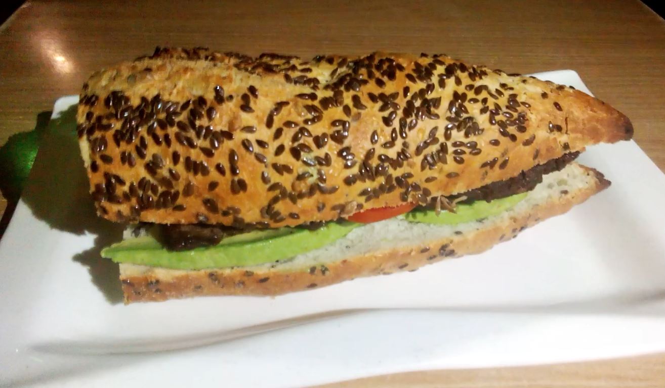Beef steak with avocado sandwich